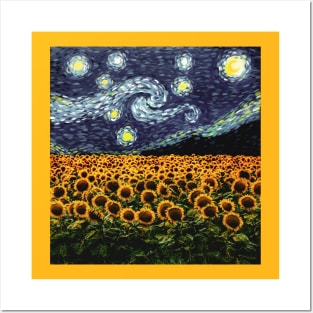 Starry night sunflowers Posters and Art